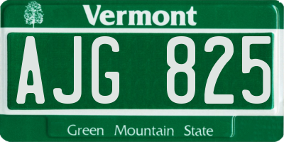 VT license plate AJG825