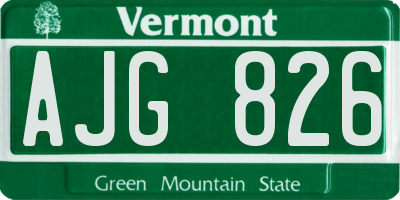 VT license plate AJG826