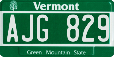 VT license plate AJG829