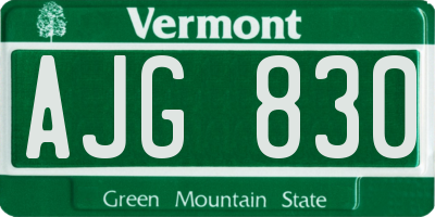 VT license plate AJG830