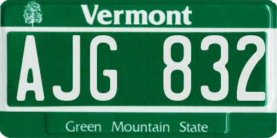 VT license plate AJG832