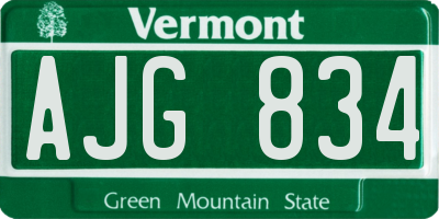 VT license plate AJG834