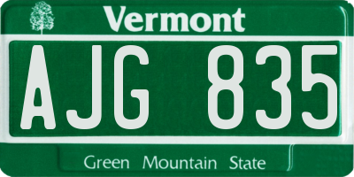 VT license plate AJG835