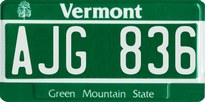 VT license plate AJG836