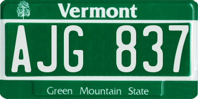 VT license plate AJG837