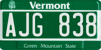 VT license plate AJG838