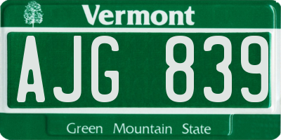 VT license plate AJG839