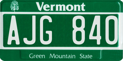 VT license plate AJG840
