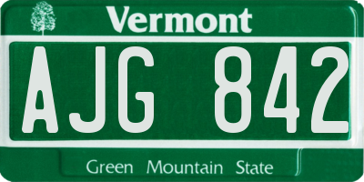 VT license plate AJG842