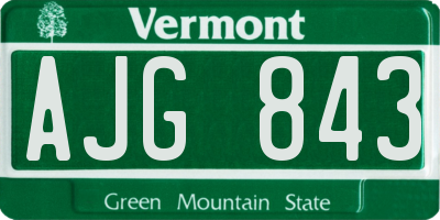 VT license plate AJG843