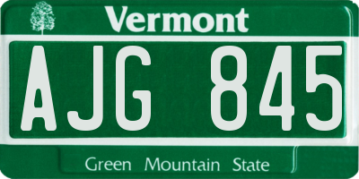 VT license plate AJG845