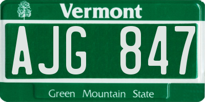 VT license plate AJG847