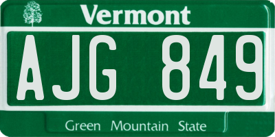 VT license plate AJG849