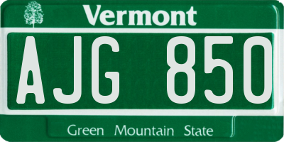 VT license plate AJG850
