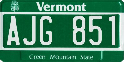 VT license plate AJG851