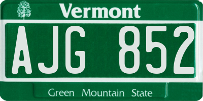 VT license plate AJG852