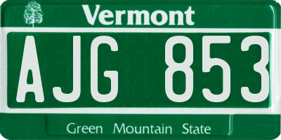 VT license plate AJG853