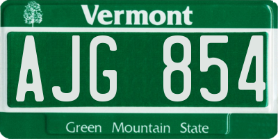 VT license plate AJG854