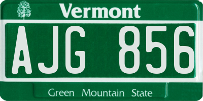 VT license plate AJG856