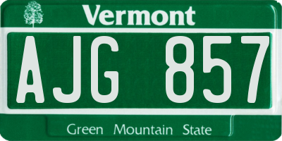 VT license plate AJG857