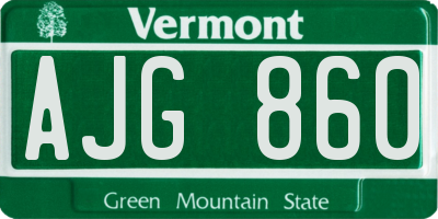 VT license plate AJG860