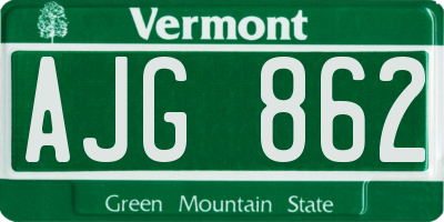 VT license plate AJG862