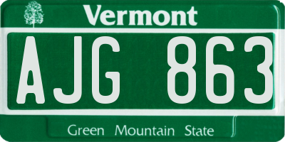VT license plate AJG863