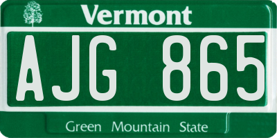 VT license plate AJG865