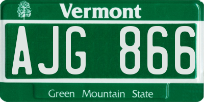 VT license plate AJG866