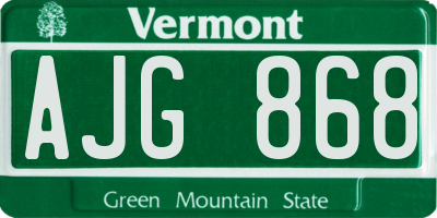 VT license plate AJG868
