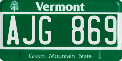 VT license plate AJG869