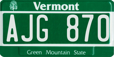 VT license plate AJG870