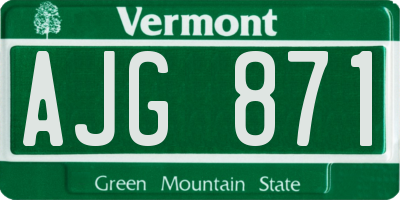 VT license plate AJG871