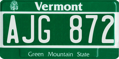 VT license plate AJG872