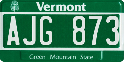 VT license plate AJG873