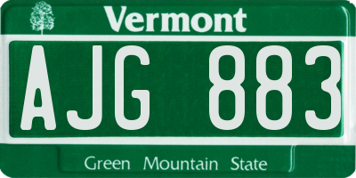 VT license plate AJG883