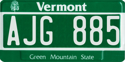 VT license plate AJG885