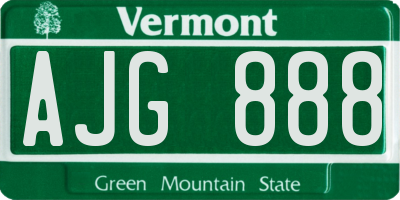 VT license plate AJG888