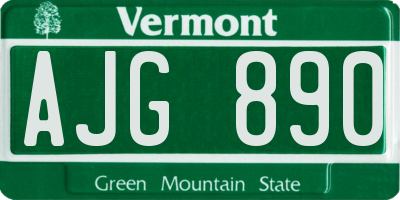 VT license plate AJG890