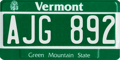 VT license plate AJG892