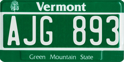 VT license plate AJG893