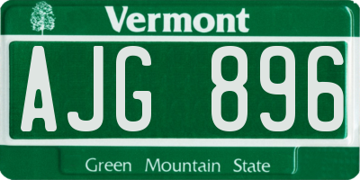 VT license plate AJG896