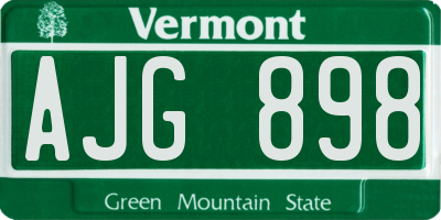 VT license plate AJG898