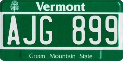 VT license plate AJG899