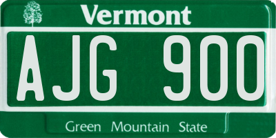 VT license plate AJG900