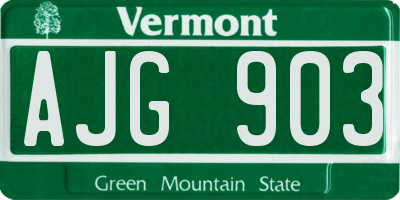 VT license plate AJG903