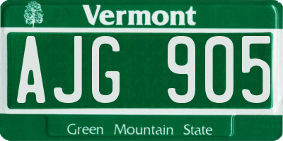 VT license plate AJG905
