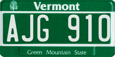 VT license plate AJG910