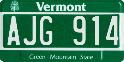 VT license plate AJG914