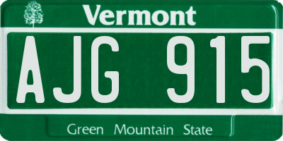 VT license plate AJG915